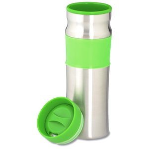 Additional Image 1 - a silver and green thermos