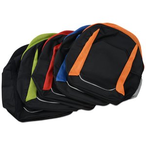 Additional Image 1 - a stack of black and orange backpacks