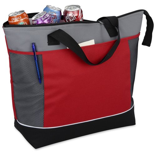 Additional Image 2 - a red and grey bag with a black handle
