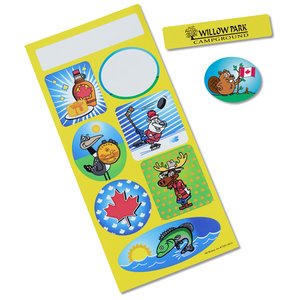 Additional Image 1 - a yellow sticker with images and a ball