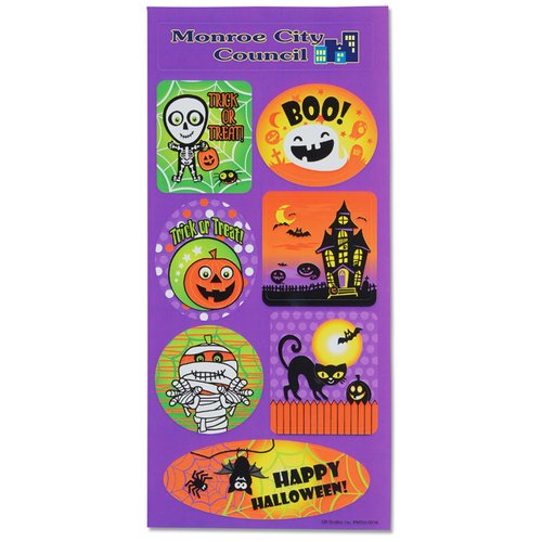 Additional Image 1 - a purple rectangular sticker with cartoon images