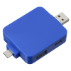 a blue usb adapter with usb ports