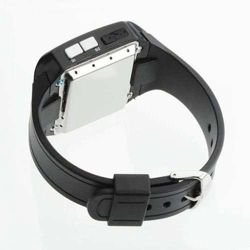 Additional Image 3 - a black watch with a white band
