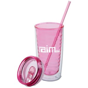 Additional Image 1 - a pink cup with a straw