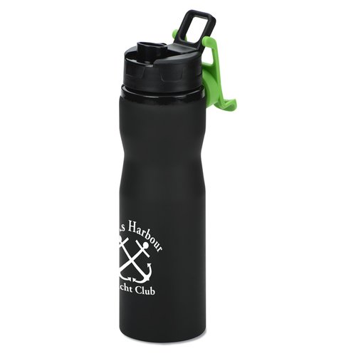 Additional Image 1 - a black water bottle with a green lid