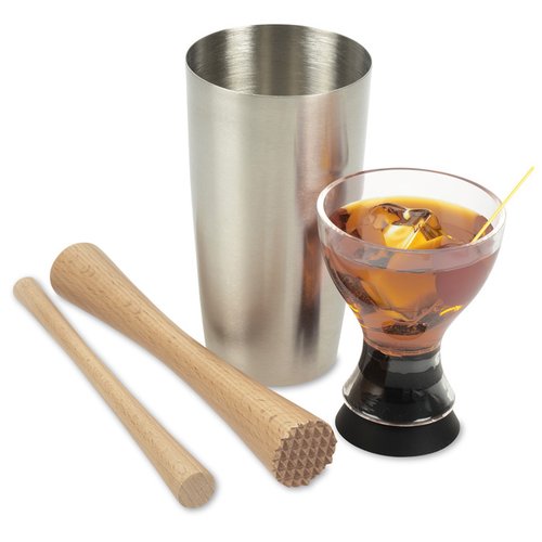 Additional Image 2 - a metal cup with a drink in it next to a metal cup and two wooden sticks