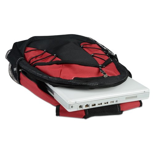 Additional Image 3 - a red and black backpack with a laptop