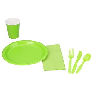 Additional Image 2 - a green plate spoon fork and napkin