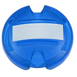 Additional Image 1 - a blue circular object with a white label