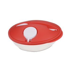 Additional Image 2 - a red and white bowl with a white object on it
