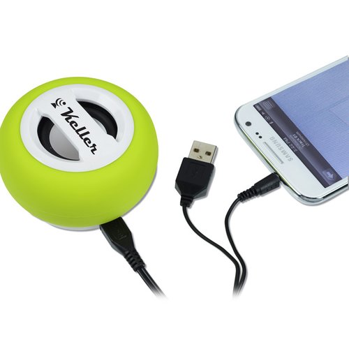 Additional Image 2 - a cell phone charging with a round green ball