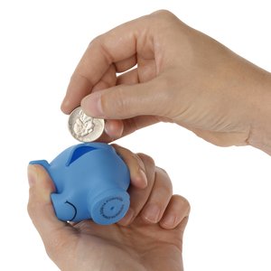 Additional Image 3 - a person putting a coin into a blue piggy bank