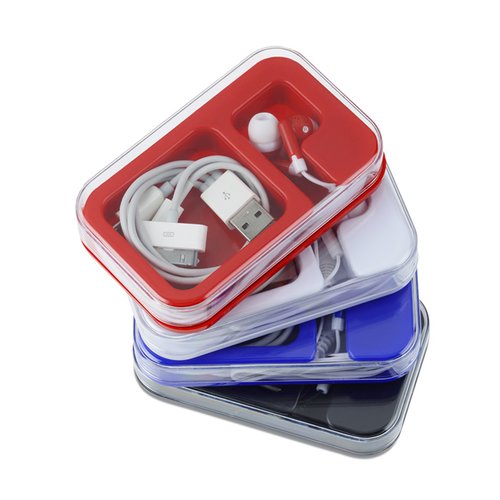 Additional Image 1 - a stack of earbuds in a red case