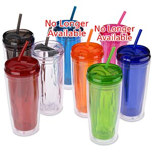 Additional Image 3 - a group of colorful plastic cups with straws