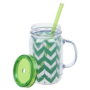 Additional Image 1 - a glass mug with a straw and a slice of cucumber