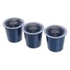 a group of blue plastic cups