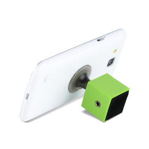 Additional Image 3 - a white cell phone with a green square object attached to it