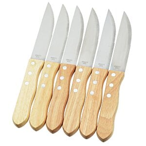 Additional Image 1 - a group of knives with wooden handles