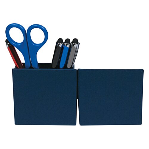 Additional Image 2 - a blue pencil holder with scissors and pens