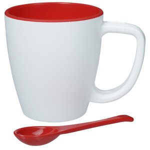 Additional Image 1 - a white and red mug with a red lid and a spoon