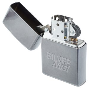 Additional Image 1 - a silver lighter with a lid open