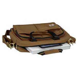 Additional Image 3 - a brown briefcase with black handles