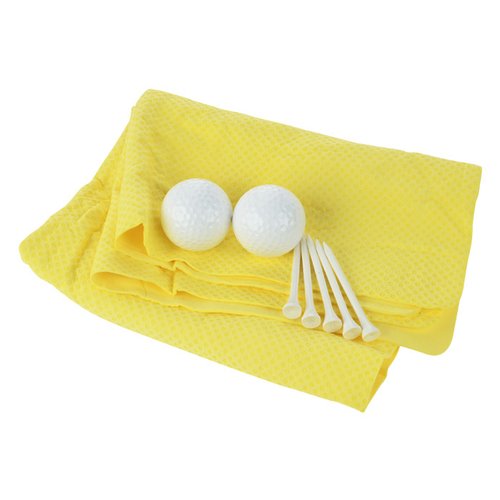 Additional Image 1 - a yellow towel with white balls on it