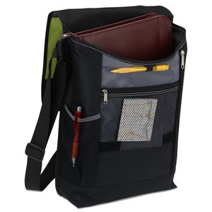 Additional Image 1 - a black backpack with a red handle