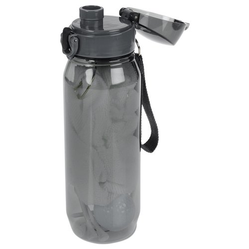 Additional Image 4 - a grey water bottle with a black strap