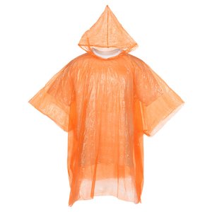 Additional Image 3 - an orange rain poncho with a hood