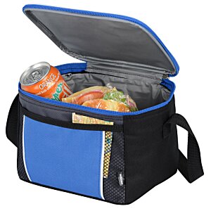 Additional Image 1 - a blue and black cooler bag with a lid open