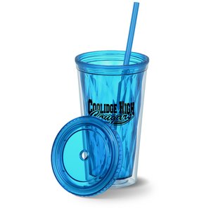Additional Image 1 - a blue plastic cup with a straw