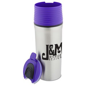 Additional Image 1 - a silver and purple thermos
