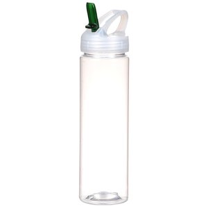 a white bottle with a green straw