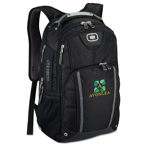Additional Image 1 - a black backpack with a green logo