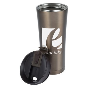 Additional Image 1 - a silver and black tumbler