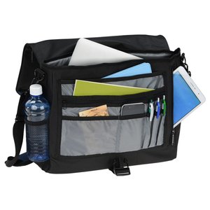 Additional Image 3 - a black bag with a pocket full of papers and a water bottle