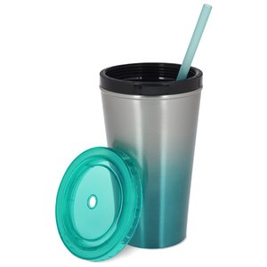 Additional Image 1 - a stainless steel cup with a straw