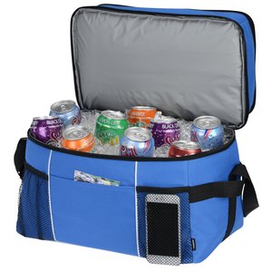 Additional Image 1 - a blue cooler bag with a lid open