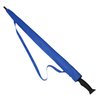 a blue umbrella with a black handle