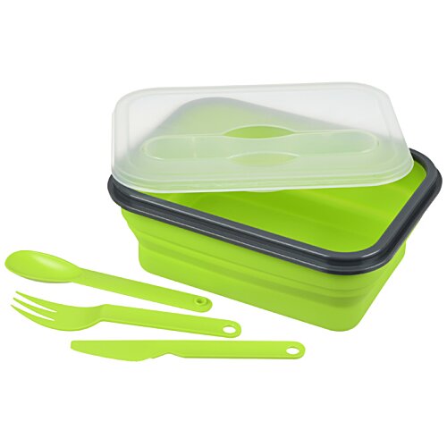 Pleat Collapsible Lunch Box with Cutlery Set Image 2 of 2