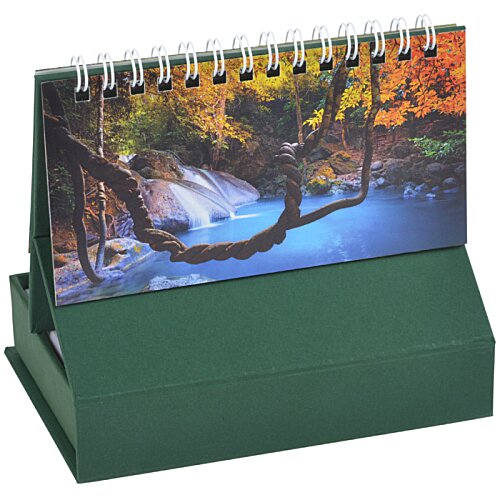 Additional Image 7 - a green desk calendar with a picture of a river