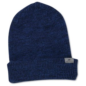 Additional Image 1 - a blue beanie with a white label