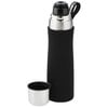 a black and silver thermos