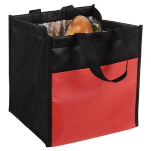 Additional Image 1 - a black and red bag with a handle