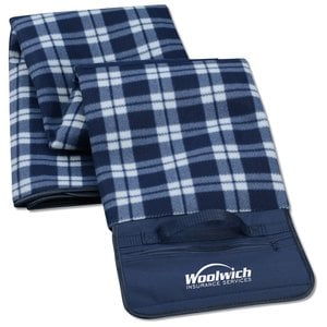 Additional Image 1 - a pair of blue and white plaid towels