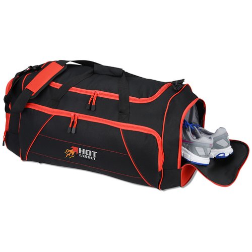 Additional Image 1 - a black and red bag with a zipper
