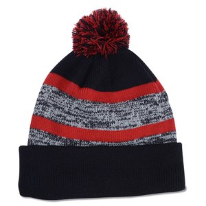 Melange Striped Pom Pom Cuffed Toque C137335 : 4imprint.ca