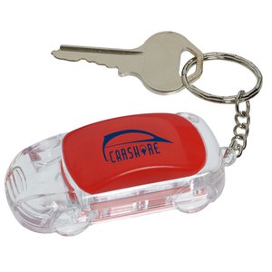 Additional Image 2 - a key chain with a red and clear plastic keychain