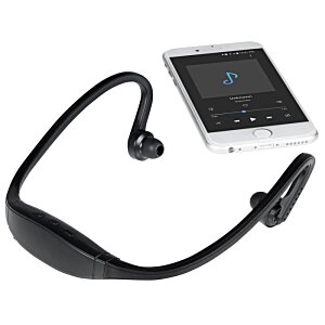 Additional Image 1 - a black earbud with a white cell phone